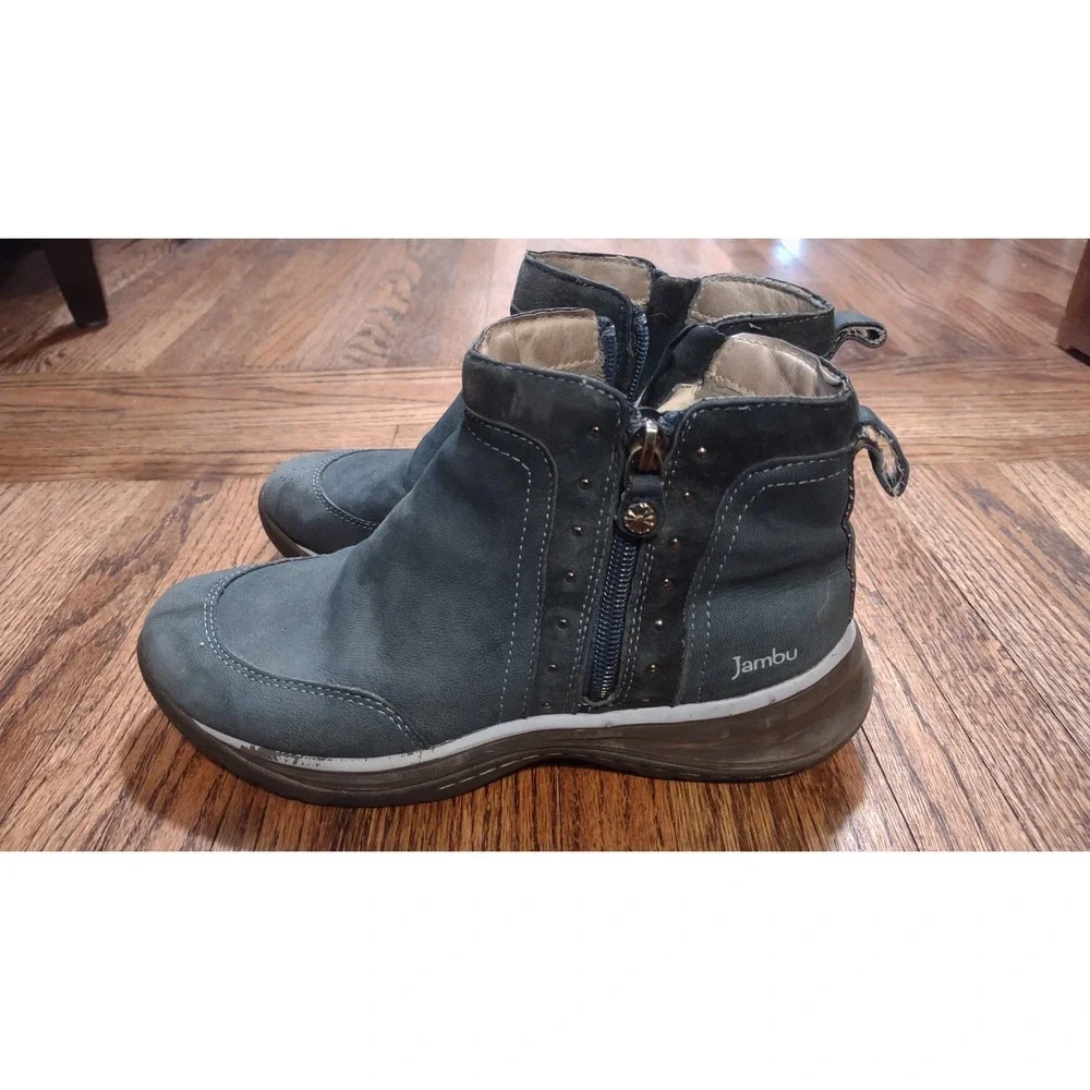 Jambu Camryn Womens 7.5 M Blue Leather Ankle Boots Faux Fur Lined WJ19CAM73